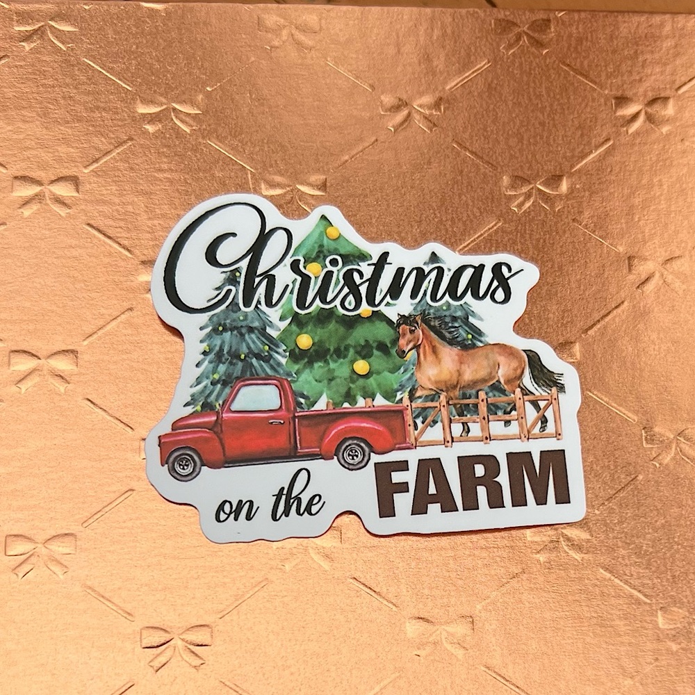 Christmas on the Farm Equestrian Horse Cowboy CowGirl Single Sticker